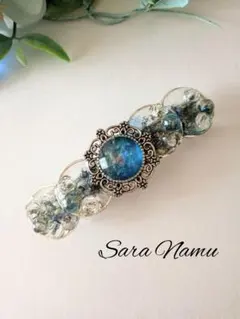 149☆キラキラ宝石の花バレッタ