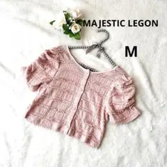 MAJESTIC LEGON フリル切り替え パフスリーブ ブラウス ピンク Mのサムネイル