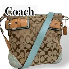 【美品】Coach コーチ ダッフルショルダーバッグ　ベージュ　シグネチャー