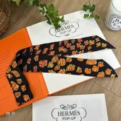 HERMES エルメス ツイリー シルク 動物柄 スカーフ アニマル ライオン