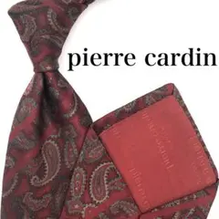 【美品】Pierre cardin ネクタイ ストライプ ペイズリー ボルドー