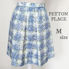 【PEYTON PLACE】花柄 フレア スカート 青 Mサイズ