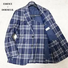 極美品　エディフィス　ドーメル　テーラードジャケット　グレンチェック　ネイビー