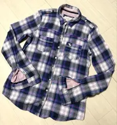 アバクロ 長袖　シャツ　チェック柄 Lサイズ ムース刺繍入り 100%コットン