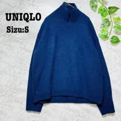 UNIQLO ユニクロ レディース スフレヤーンハイネックセーター ネイビー S