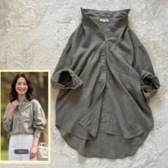 大きい44(2XL)✨23区 LIBECO ベーシック シャツ リネン カーキのサムネイル