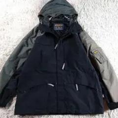 L 現行モデル WOOLRICH バイカラー キルティングマウンテンパーカー 黒