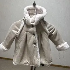 ベージュ ムートン風アウター フード付き