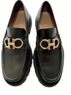 Salvatore Ferragaamo ダークグリーン ローファー 厚底