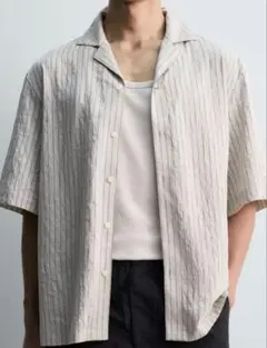 ストライプ柄フルイドシャツ Lサイズ