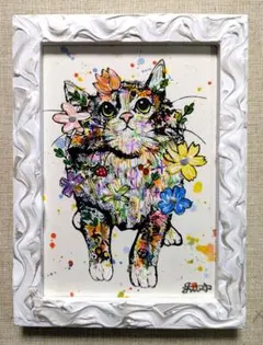 森田リナ 作 アクリル画 F100 額装 金彩 花】 - メルカリ