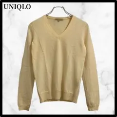 ユニクロ UNIQLOライトイエロー Vネック ニットセーター ウール 上品 M