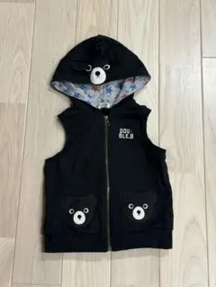 DOUBLE.B クマフード ベスト 黒 110cm
