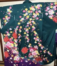 未仕立て 焦げ茶 椿 振袖 身丈177 - メルカリ