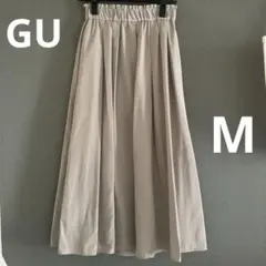 GU タフタ フレアミディスカート ライトグレー　Mサイズ　ジーユー