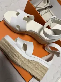 HERMES エスパドリーユ サンダル ホワイトのサムネイル