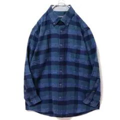 【U.Prenoma】　長袖　シャツ　メンズ　ネイビー　紺　L　古着　チェック