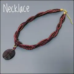 パープルストーン&ビーズネックレス　ゴールド金具