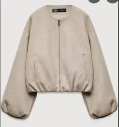 ZARA ソフトストレッチトリムボンバージャケット ベージュ