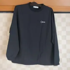 黒 長袖 ナイロンジャケット ロゴ付き