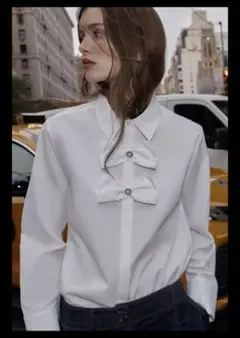 ZARA ブラウス 白 リボン
