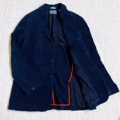 ブルーブルー　コーデュロイ　テーラードジャケット　刺繍　紺　赤　3 L相当