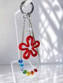 ガラスビーズ ストラップ キーホルダー カワイイ ハンドメイド キラキラ