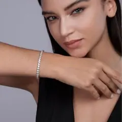 スワロフスキー風 テニスブレスレット シルバー4mm CZダイヤの輝き最高級！！