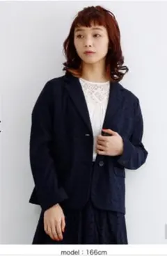 新品タグ付き merlot plus カットレース ジャケット 紺 Ｆのサムネイル