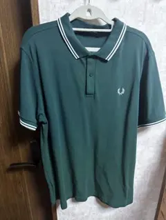 FRED PERRY グリーン　ストライプ ポロシャツ XL