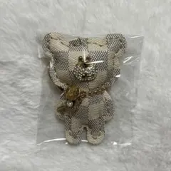 くま チャーム チェック柄 キーホルダー
