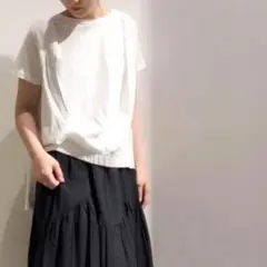 【アメリカンホリック】 フロントギャザー フレンチスリーブ カット プルオーバー