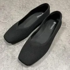 新品未使用 VIVAIA スクエアトゥ Vカット フラットシューズ 黒 37 新品未使用 VIVAIA スクエアトゥ Vカット フラットシューズ 黒 37