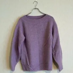 PLST リブ編みボートネックセーター ラベンダー