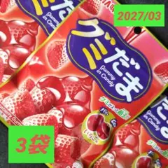 ✿UHA味覚糖〈グミだま いちご味〉グミが入った飴玉！ 55g ×3袋のサムネイル