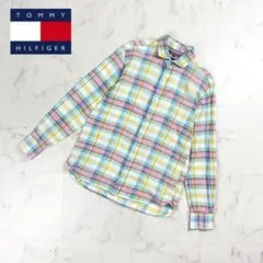 トミーヒルフィガー リネンコットンシャツ マルチカラー サイズM*CD1065