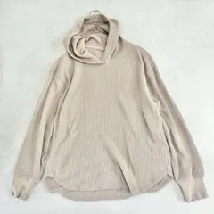 【ユニクロ】ワッフルプルパーカ（S）ベージュ 長袖 プルオーバー フーディ