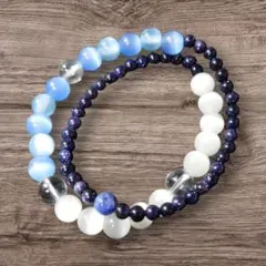 天然石 二重巻きビーズブレスレット【ハンドメイド】