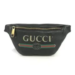 GUCCI　グッチ　シェリーライン　ウエストバッグ　黒　レザー