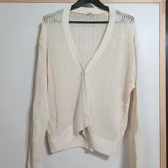 ユニクロ【 メッシュ編みカーディガン】 アイボリー