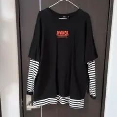 DIVINER レイヤード風 長袖カットソー ブラック Lサイズのサムネイル