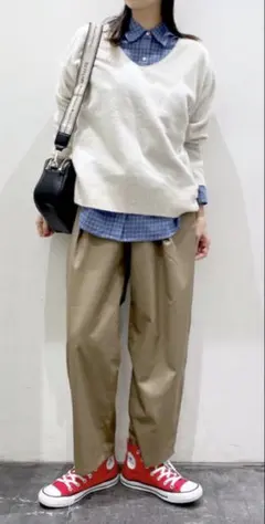 【BAYFLOW】 ウエストタックパンツ ベイフロー／カーキ／サイズ２