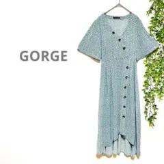 【GORGE】半袖　ロングワンピース　花柄　総柄　水色　サラサラ生地　リゾートのサムネイル