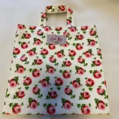 キャスキッズ ミニバッグ　キャスキッドソン ポーチ　バラ柄　花柄　ホワイト地