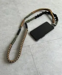 パラコード スマホショルダーストラップ カーキ ブラック