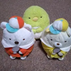すみっコぐらし　しろくま、ねこ、ペンギンのぬいぐるみ　3点セット