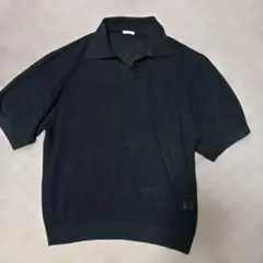 黒 メッシュ編み ポロシャツ L