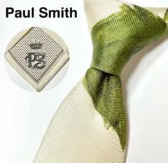 レアデザイン ポールスミス ネクタイ ストライプ柄 アート ペイント アイボリー