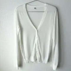 UNIQLO ライトVネックカーディガン シアー M ホワイト 羽織り