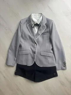 美品！ 卒服 レピピ 150 160 グレーのブレザーとネイビーパンツ、ブラウス